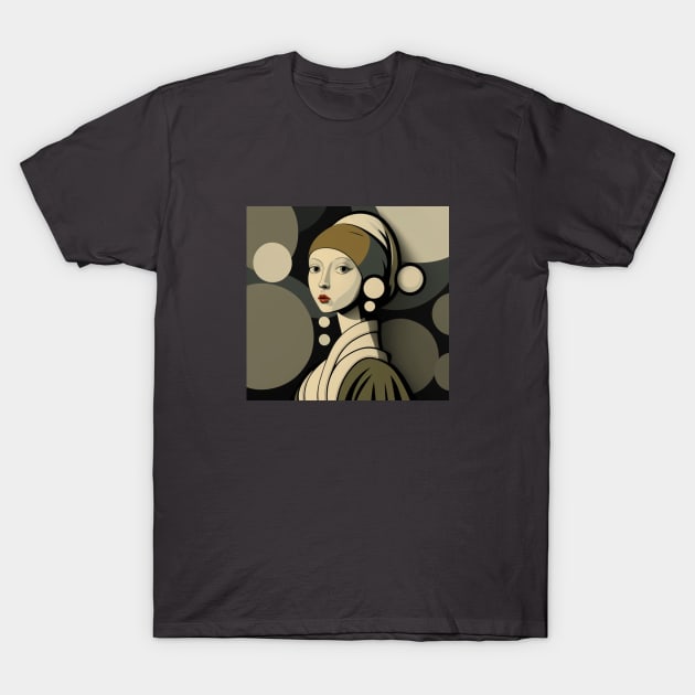 Illustration of Girl with a Pearl Earring by Johannes Vermeer T-Shirt by KOTYA
